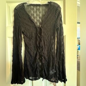 Sheer mesh, front tie top - great for layering!